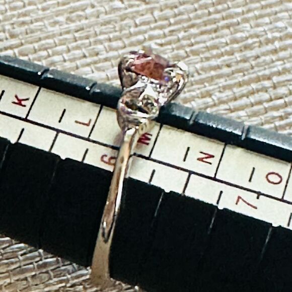 Silver Solitaire Ring with Pink Stone - Picture 3 of 4